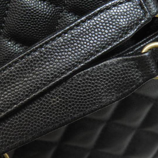 CHANEL Tote Bag Grained Calfskin Skin black Matelasse ChainShoulder Gold Metal Women Used Authentic