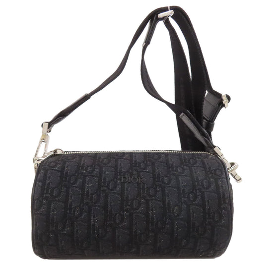 Christian Dior Shoulder Bag canvas black Oblique Women Used Authentic