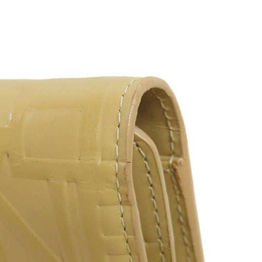 CELINE Long Wallet Purse leather beige logo Women Used Authentic