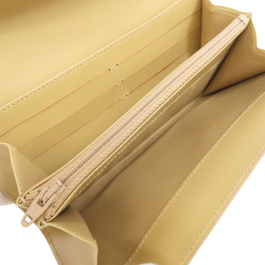 CELINE Long Wallet Purse leather beige logo Women Used Authentic