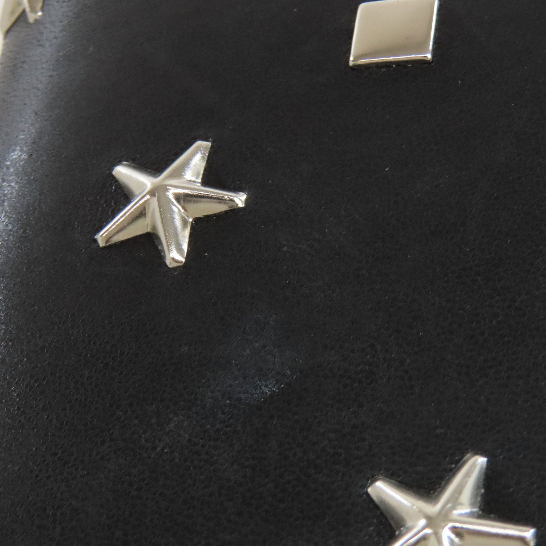 JIMMY CHOO Bifold Wallet leather black Studs star motif Women Used Authentic