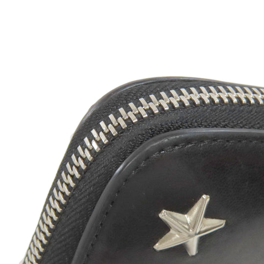 JIMMY CHOO Bifold Wallet leather black Studs star motif Women Used Authentic