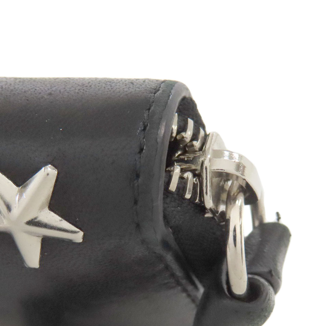 JIMMY CHOO Bifold Wallet leather black Studs star motif Women Used Authentic