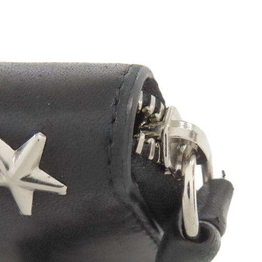 JIMMY CHOO Bifold Wallet leather black Studs star motif Women Used Authentic
