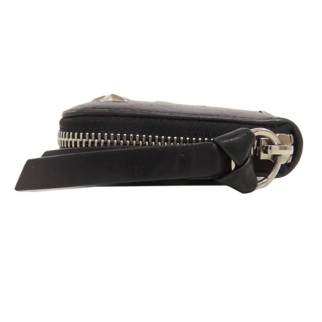 JIMMY CHOO Bifold Wallet leather black Studs star motif Women Used Authentic