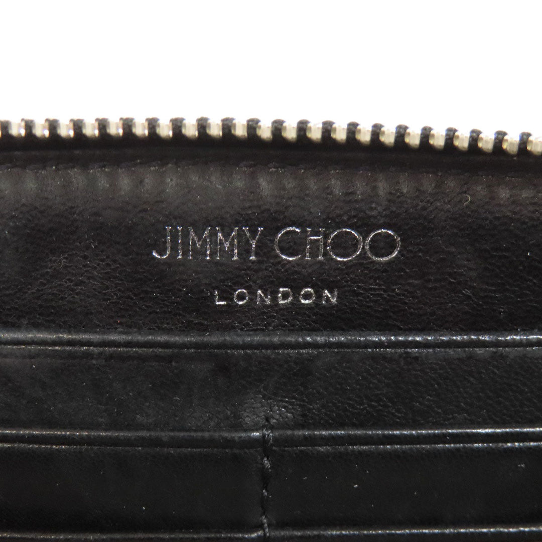 JIMMY CHOO Bifold Wallet leather black Studs star motif Women Used Authentic