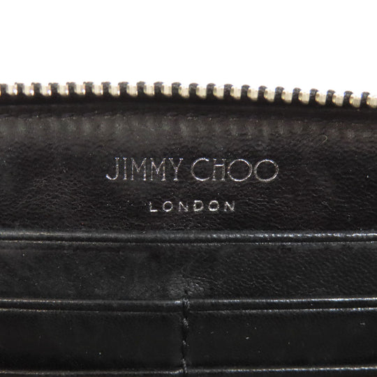 JIMMY CHOO Bifold Wallet leather black Studs star motif Women Used Authentic