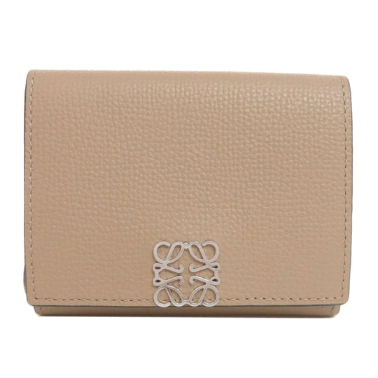 LOEWE Bifold Wallet Calfskin Brown Anagram Compact Wallet