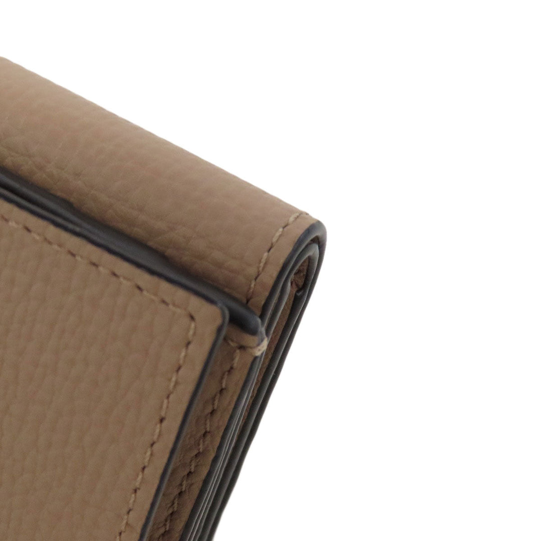 LOEWE Bifold Wallet Calfskin Brown Anagram Compact Wallet