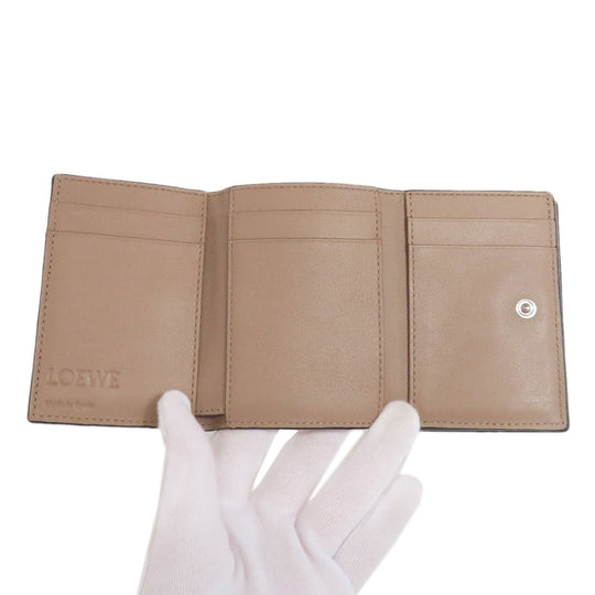 LOEWE Bifold Wallet Calfskin Brown Anagram Compact Wallet