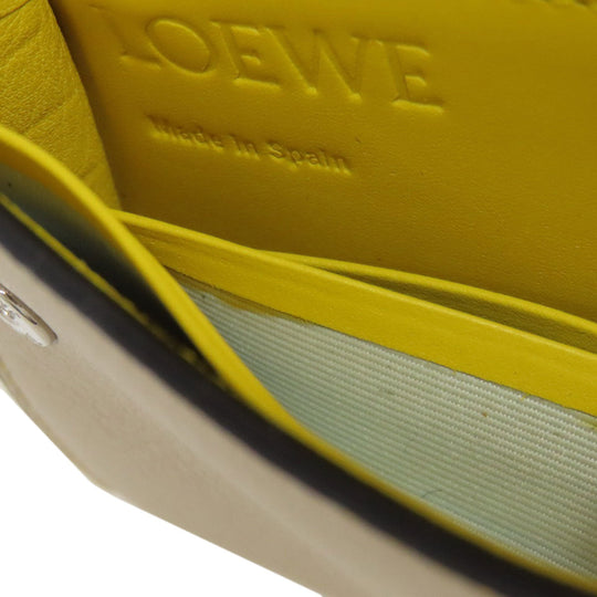 LOEWE Long Wallet Purse Calfskin yellow puzzle Women Used Authentic