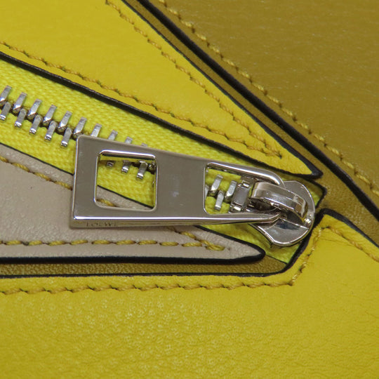 LOEWE Long Wallet Purse Calfskin yellow puzzle Women Used Authentic