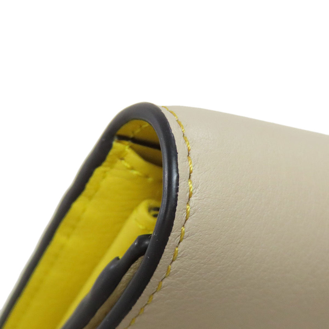 LOEWE Long Wallet Purse Calfskin yellow puzzle Women Used Authentic