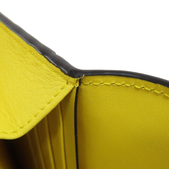 LOEWE Long Wallet Purse Calfskin yellow puzzle Women Used Authentic