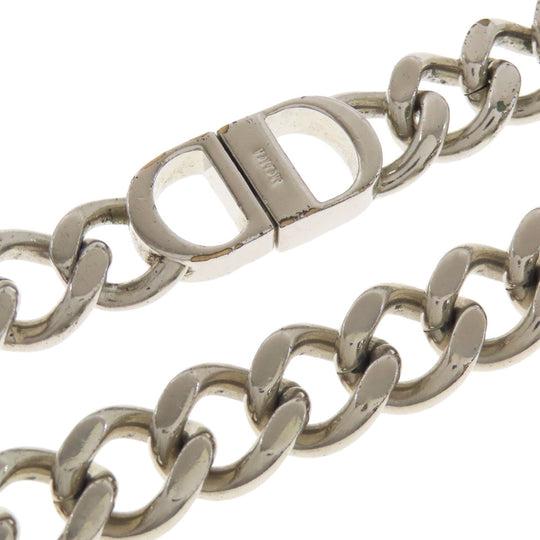 Christian Dior Necklace metallic Silver Chain link Women Used Authentic