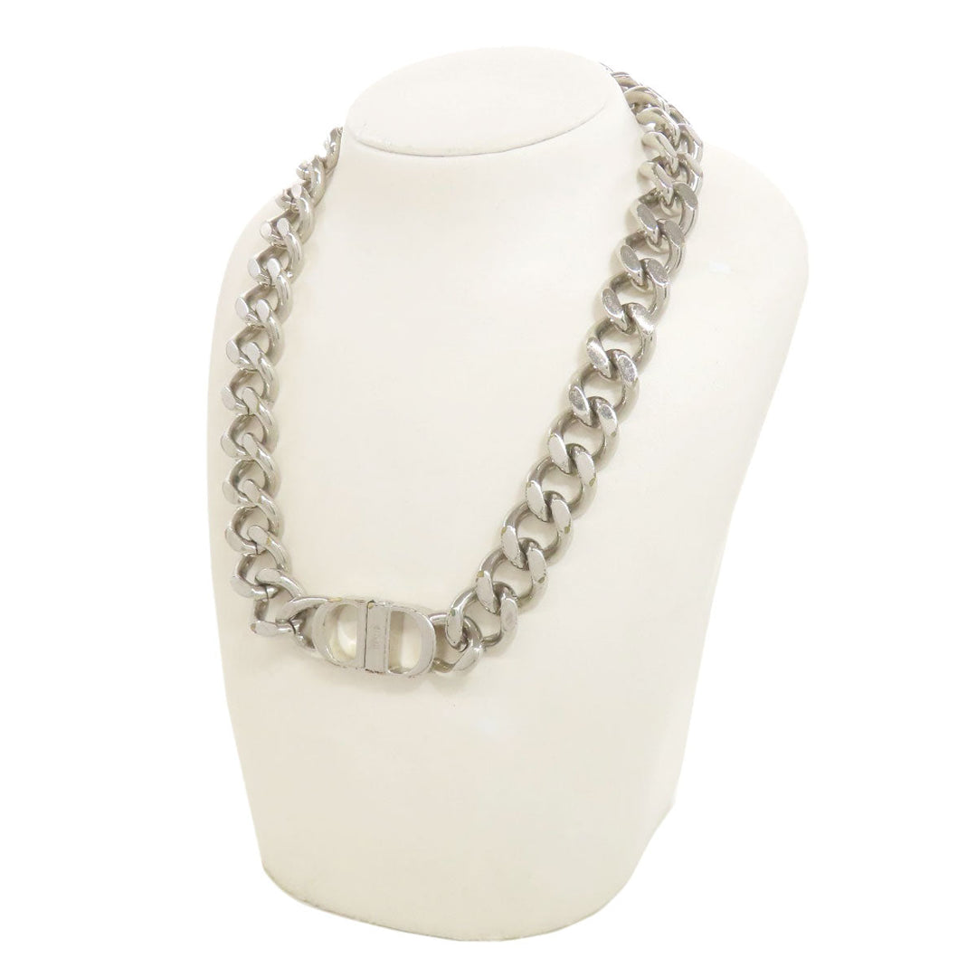 Christian Dior Necklace metallic Silver Chain link Women Used Authentic