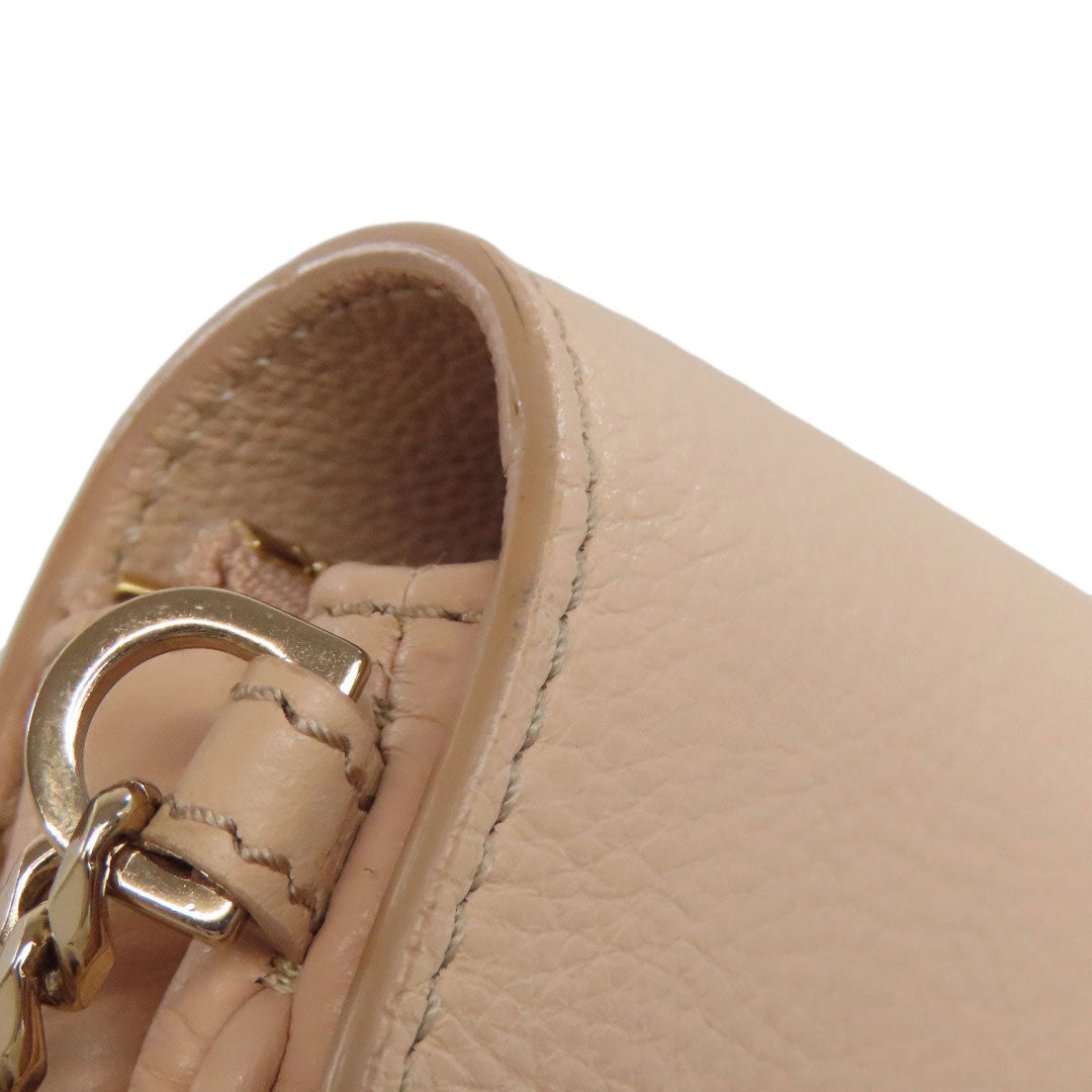 JIMMY CHOO Shoulder Bag leather beige ChainShoulder Women Used Authentic