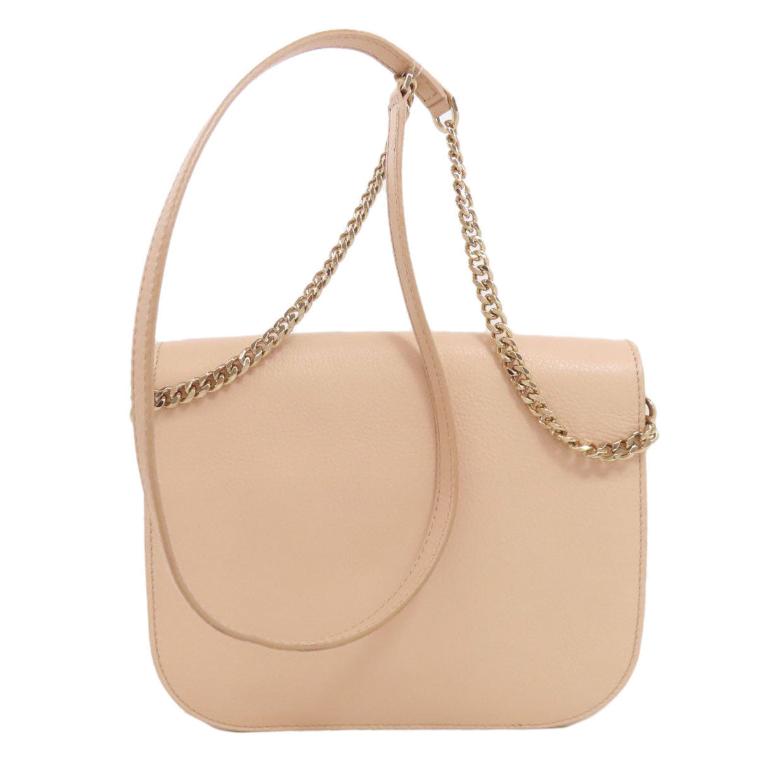 JIMMY CHOO Shoulder Bag leather beige ChainShoulder Women Used Authentic