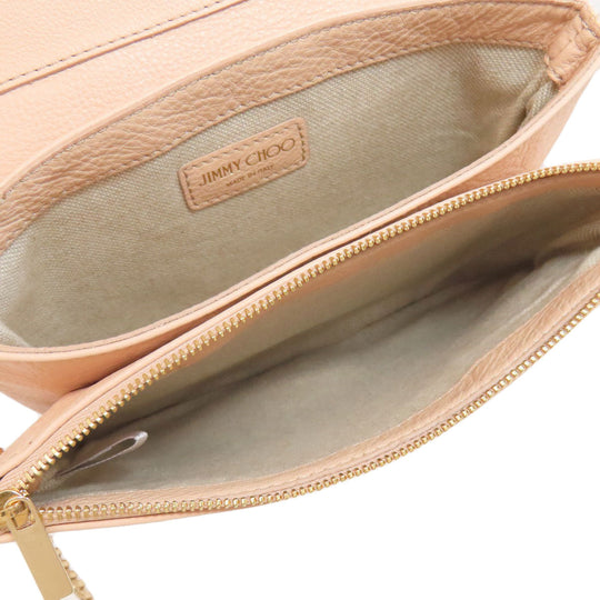 JIMMY CHOO Shoulder Bag leather beige ChainShoulder Women Used Authentic
