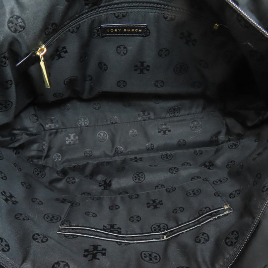 Tory Burch Tote Bag Nylon black logo Women Used Authentic