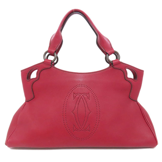 CARTIER Handbag leather Red Marcello Women Used Authentic