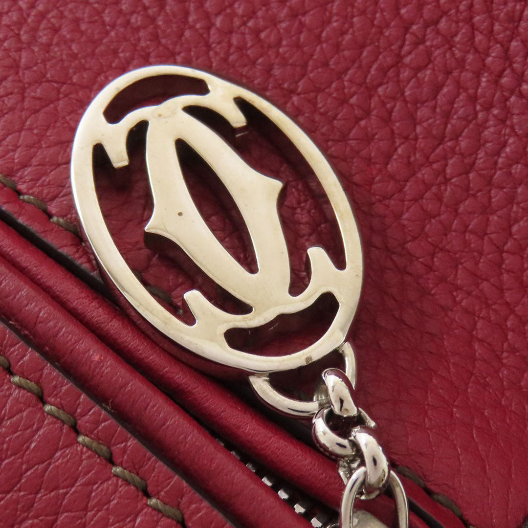 CARTIER Handbag leather Red Marcello Women Used Authentic