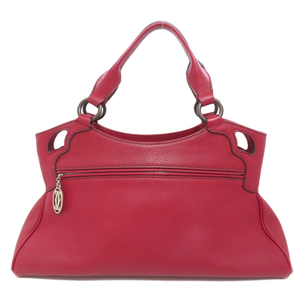 CARTIER Handbag leather Red Marcello Women Used Authentic
