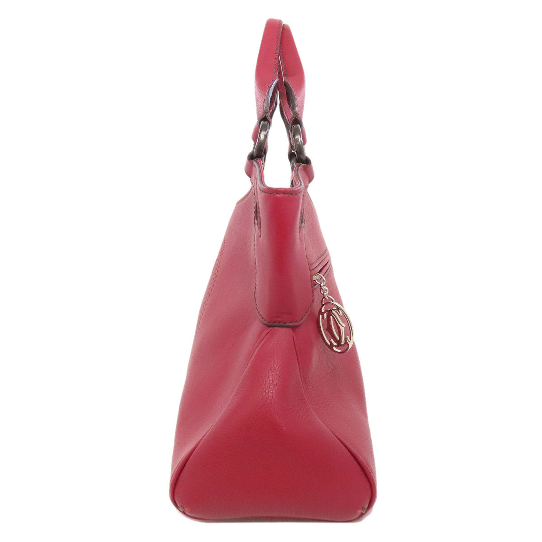 CARTIER Handbag leather Red Marcello Women Used Authentic