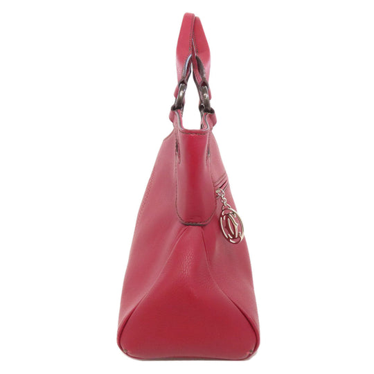 CARTIER Handbag leather Red Marcello Women Used Authentic