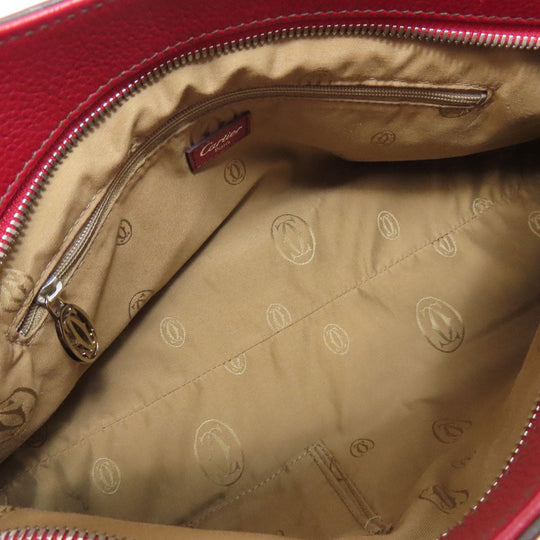 CARTIER Handbag leather Red Marcello Women Used Authentic