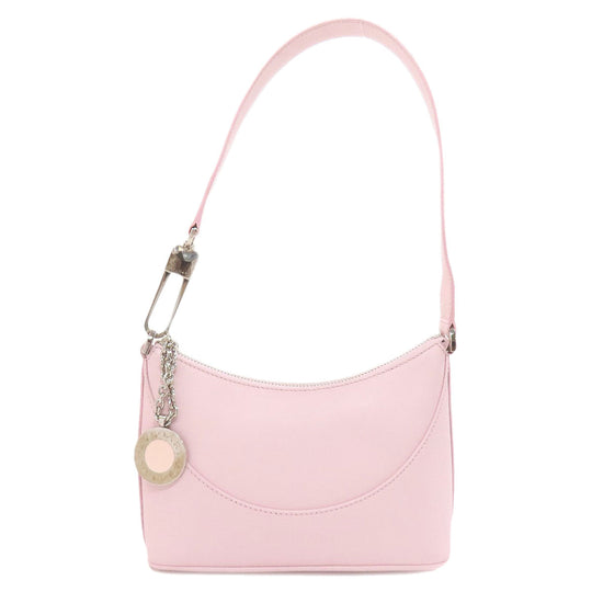 BVLGARI Handbag leather pink logo Women Used Authentic