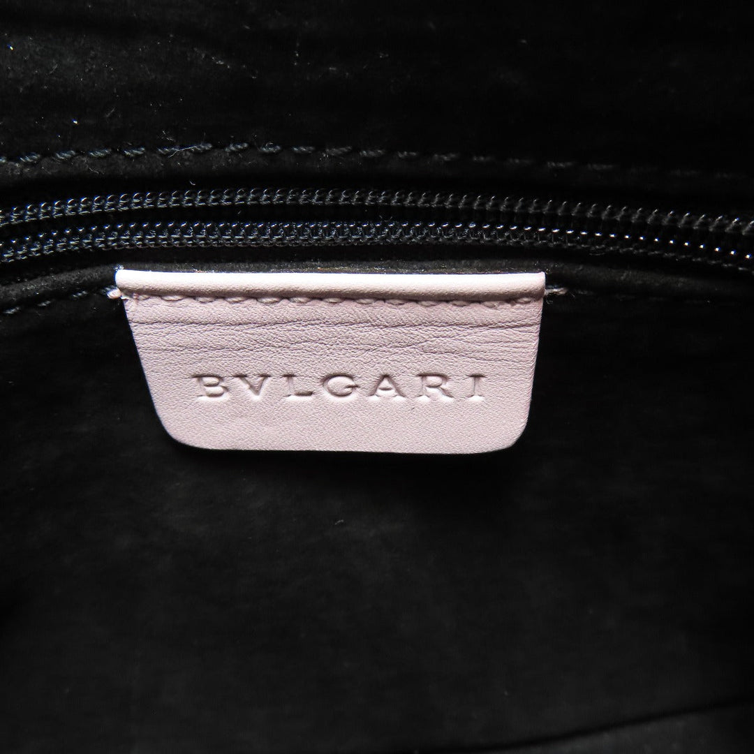 BVLGARI Handbag leather pink logo Women Used Authentic