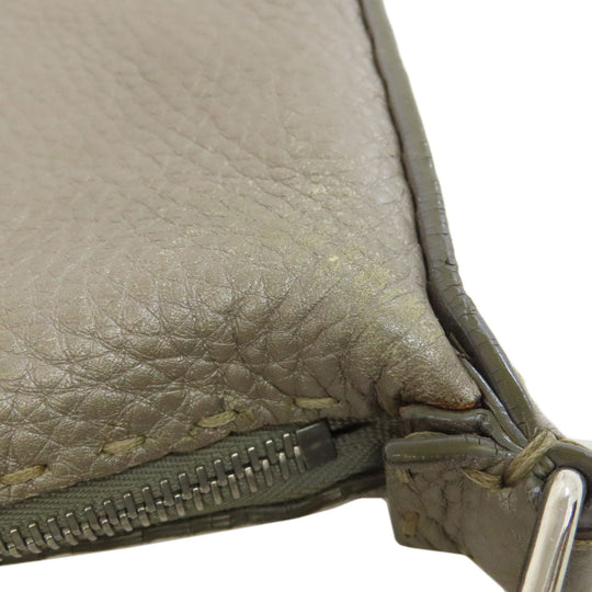 FENDI Shoulder Bag Calfskin gray Celeria Women Used Authentic