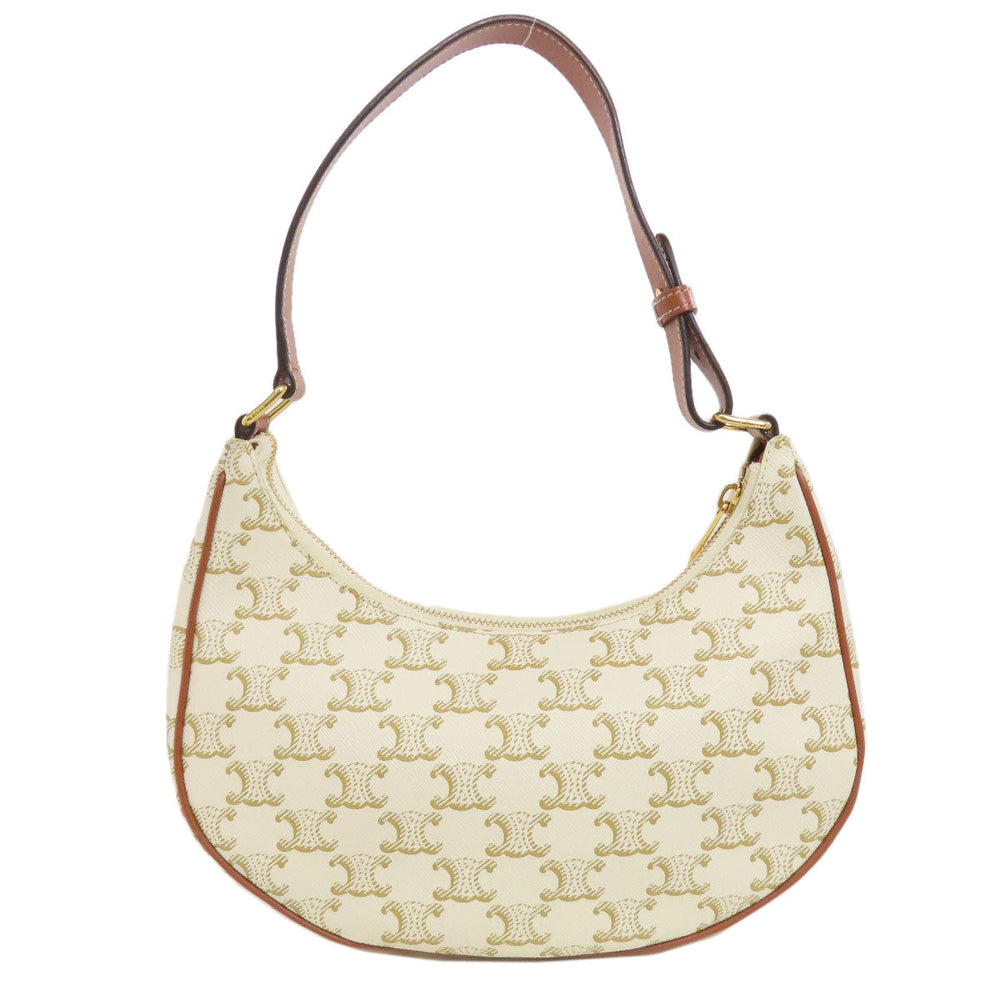 CELINE Shoulder Bag PVC white Triomphe one belt