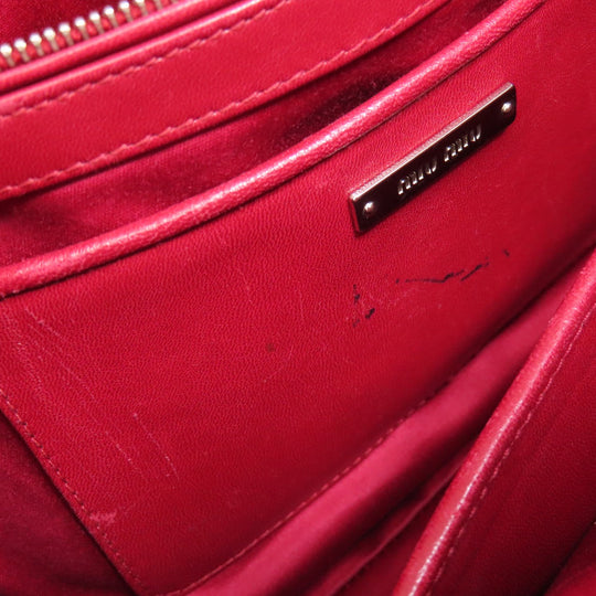MIUMIU Handbag leather Red Materasse 2WAY Women Used Authentic