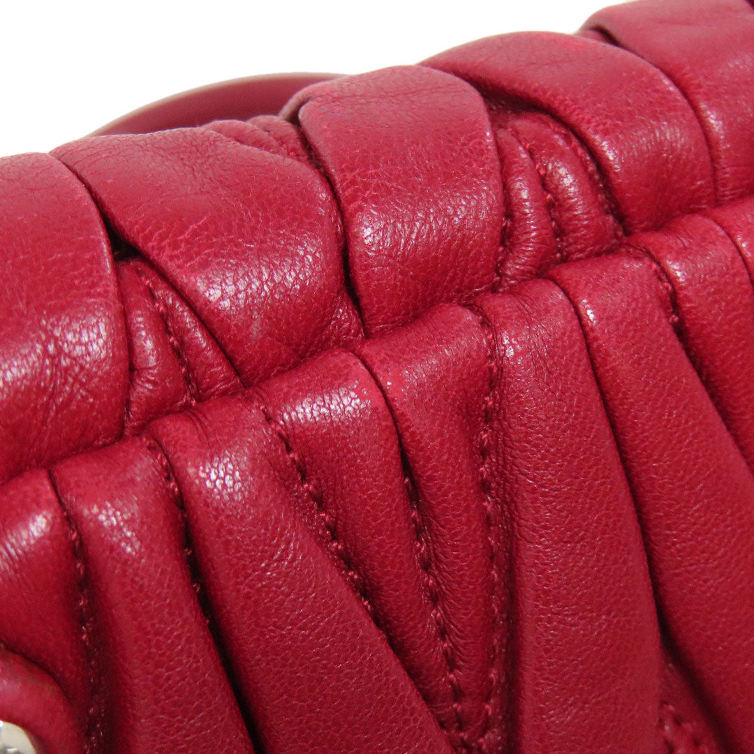 MIUMIU Handbag leather Red Materasse 2WAY Women Used Authentic