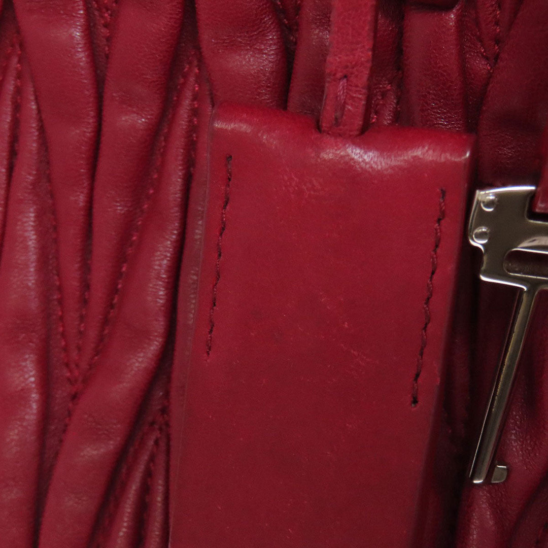 MIUMIU Handbag leather Red Materasse 2WAY Women Used Authentic