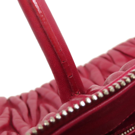 MIUMIU Handbag leather Red Materasse 2WAY Women Used Authentic