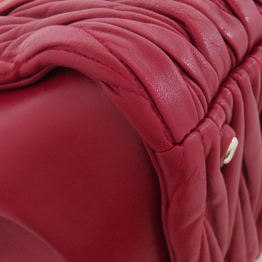 MIUMIU Handbag leather Red Materasse 2WAY Women Used Authentic