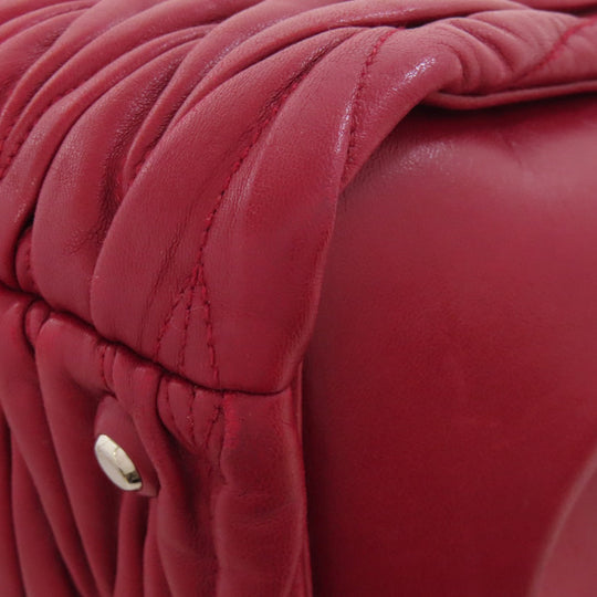 MIUMIU Handbag leather Red Materasse 2WAY Women Used Authentic