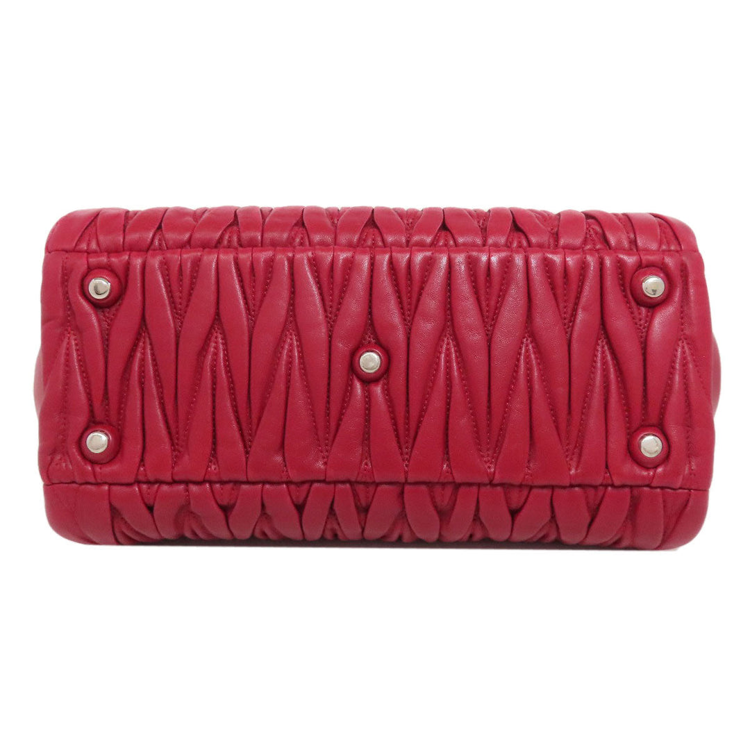 MIUMIU Handbag leather Red Materasse 2WAY Women Used Authentic