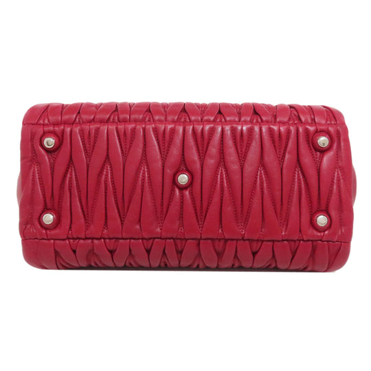 MIUMIU Handbag leather Red Materasse 2WAY Women Used Authentic