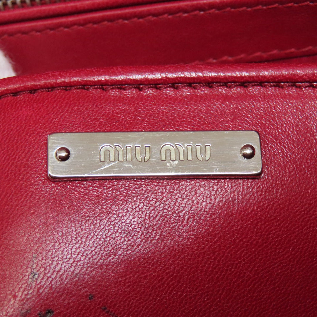 MIUMIU Handbag leather Red Materasse 2WAY Women Used Authentic