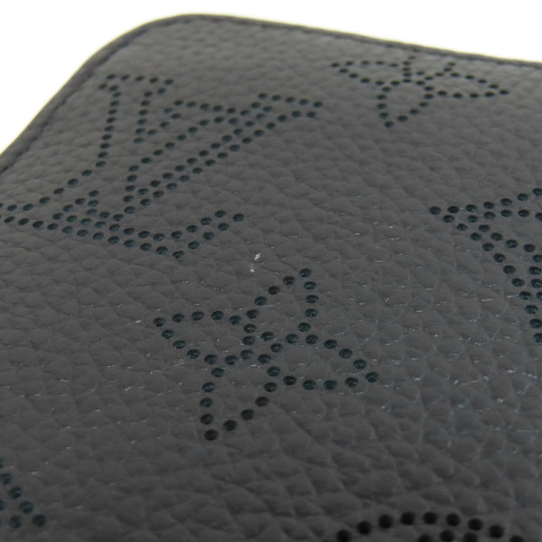 LOUIS VUITTON Long Wallet Purse M61867 Mahina leather black Zippy wallet Women Used Authentic