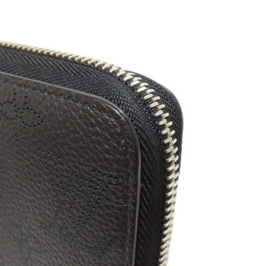 LOUIS VUITTON Long Wallet Purse M61867 Mahina leather black Zippy wallet Women Used Authentic