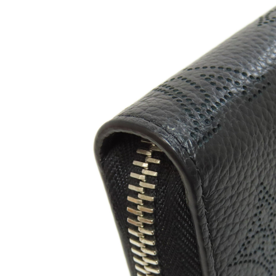 LOUIS VUITTON Long Wallet Purse M61867 Mahina leather black Zippy wallet Women Used Authentic