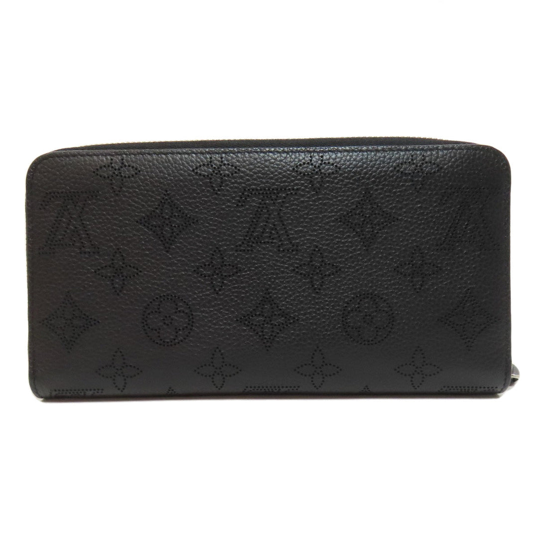 LOUIS VUITTON Long Wallet Purse M61867 Mahina leather black Zippy wallet Women Used Authentic
