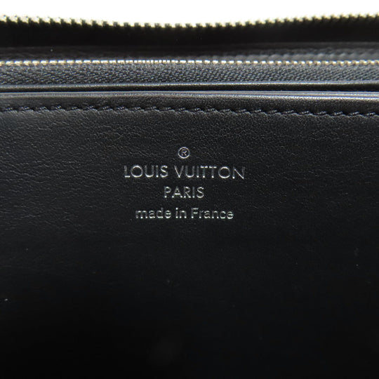 LOUIS VUITTON Long Wallet Purse M61867 Mahina leather black Zippy wallet Women Used Authentic