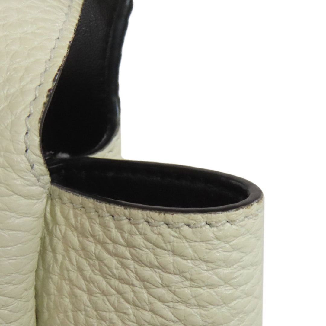 PRADA Handbag leather white Flu Women Used Authentic
