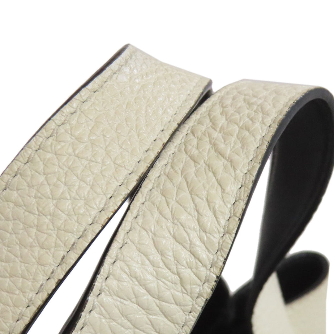 PRADA Handbag leather white Flu Women Used Authentic